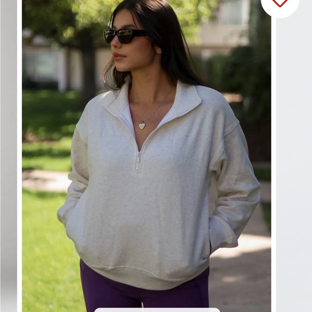 Fabletics Women's Cream Half-Zip Sweatshirt - Picture 9 of 9